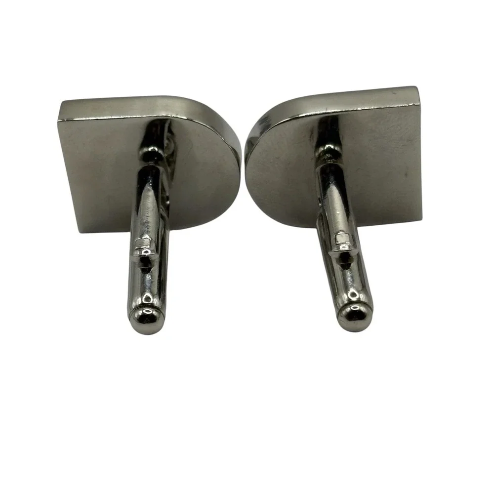 World Map Cufflinks Blue Enamel Silver‎ Tone Bullet Back Globe Navigation Travel